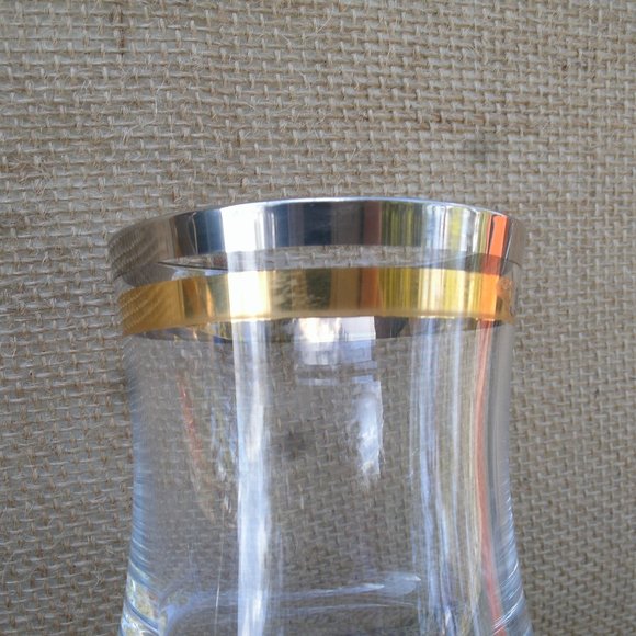 Vintage Krosno Silver & Gold Band Wine Glass Set of 2 - Picture 9 of 16